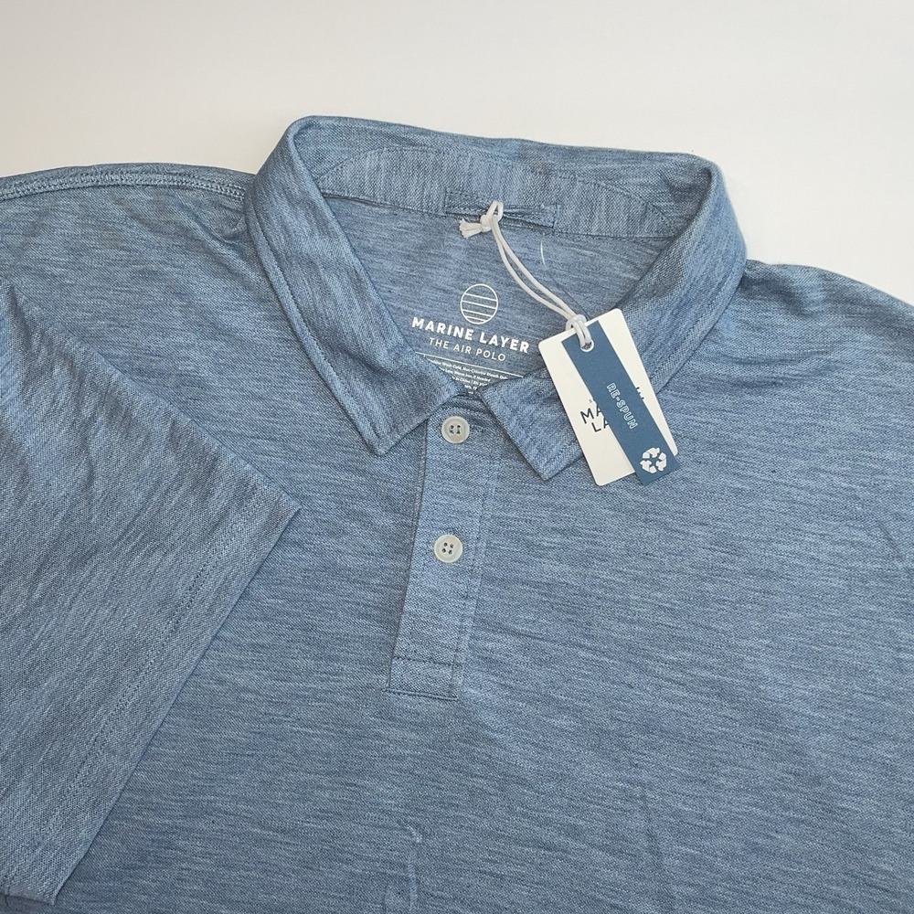 NEW Marine Layer Air Polo Shirt Mens XXL Coronet Blue Lightweight Weekend Sport